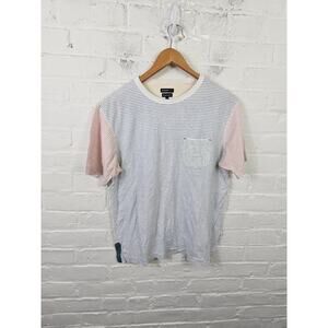 Burkman Bros Women's Crew Neck Striped T-Shirt Short Sleeve White Blue Size S